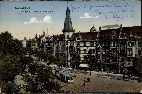 Ak Düsseldorf am Rhein, Graf Adolfstraße, Straßenbahn