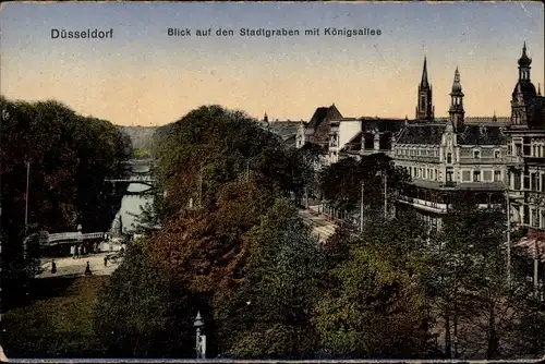 Ak Düsseldorf am Rhein, Blick auf den Stadtgraben mit Königsallee