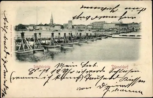 Ak Düsseldorf am Rhein, Schiffsbrücke