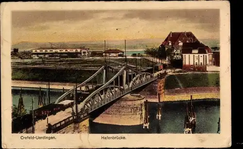 Ak Uerdingen Krefeld am Niederrhein, Hafenbrücke
