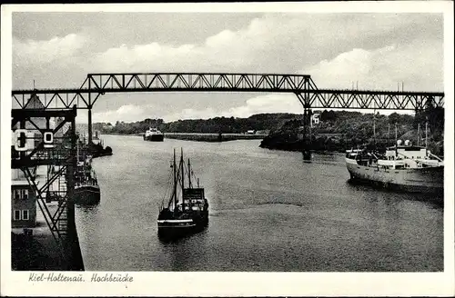 Ak Holtenau Kiel in Schleswig Holstein, Hochbrücke über den Kaiser Wilhelm-Kanal