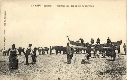Ak Cayeux Somme, Rentrée du Canot de Sauvetage