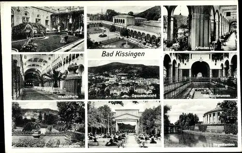 Ak Bad Kissingen Unterfranken Bayern, Panorama, Schmuckhof, Kurhaus, Rosengarten, Regentenbau