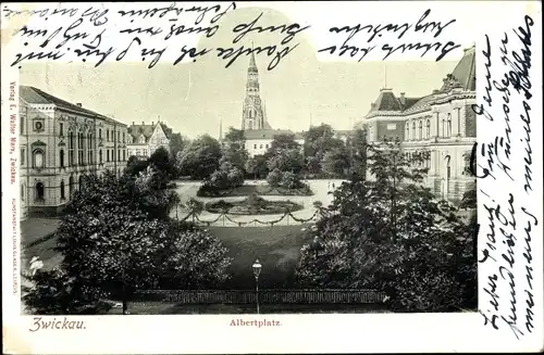 Ak Zwickau in Sachsen, Albertplatz