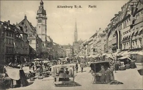 Ak Altenburg Thüringen, Marktplatz, Marktstände