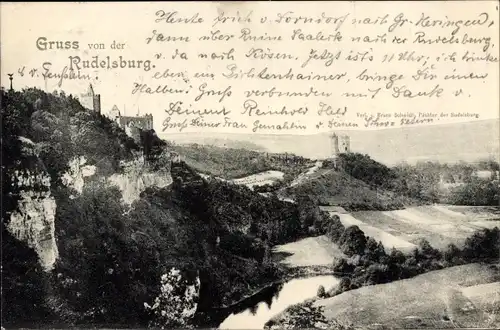 Ak Bad Kösen Naumburg an der Saale, Rudelsburg, Teilansicht, Burgen