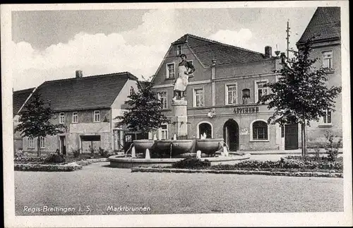 Ak Regis Breitingen Sachsen, Marktbrunnen, Apotheke