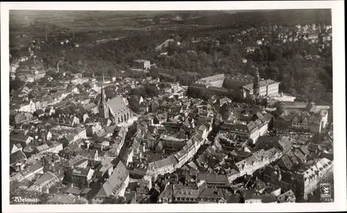 Ak Weimar in Thüringen, Panorama, Fliegeraufnahme