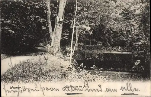 Ak Weimar in Thüringen, Naturbrücke im Park