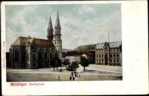 Ak Meiningen Thüringen, Marktplatz, Kirche, Umgebung