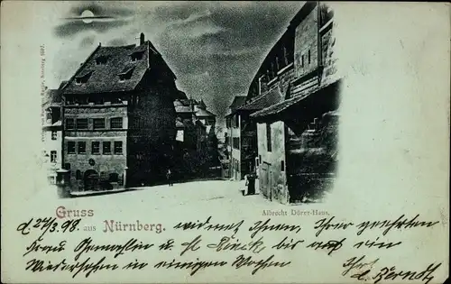 Mondschein Ak Nürnberg in Mittelfranken, Albrecht-Dürer-Haus