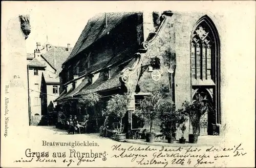 Ak Nürnberg Mittelfranken, Partie am Bratwurstglöcklein