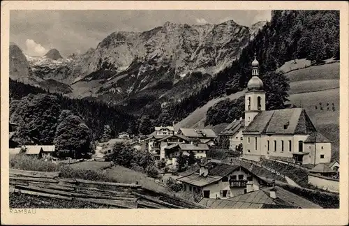 Ak Ramsau im Berchtesgadener Land Oberbayern, Teilansicht mit der Reiteralpe