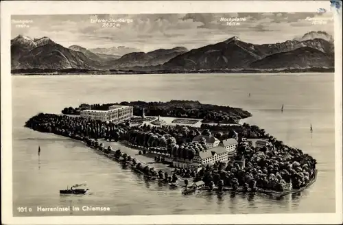 Ak Herrenchiemsee Herreninsel Chiemsee Oberbayern, Blick auf die Insel