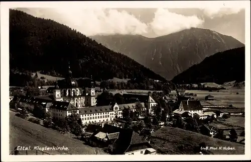 Ak Ettal Oberbayern, Panorama, Klosterkirche