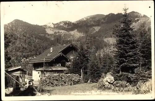 Foto Ak Schliersee in Oberbayern, Blecksteinhütte, Teilansicht, Berghütte, Gebirge