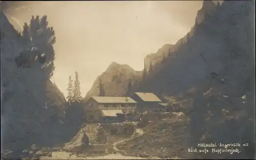 Foto Ak Grainau in Oberbayern, Höllentalangerhütte, Blick aufs Hupfleitenjoch