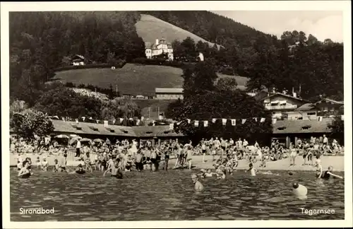 Ak Tegernsee in Oberbayern, Strandkaffee, Eisdiele, Strandbad, Badende