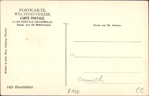 Ak Geretsried in Oberbayern, Hirschbühel, Ortsansicht, Kapelle, Häuser, Zäune, Berglandschaft