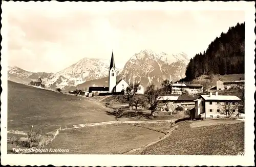 Ak Tiefenbach Oberstdorf im Oberallgäu, Teilansicht, Kirchturm, gegen Rublhorn