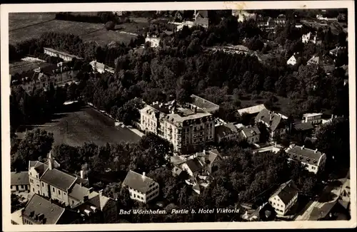 Ak Bad Wörishofen im Unterallgäu, Fliegeraufnahme vom Hotel Viktoria