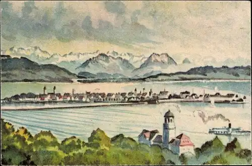 Künstler Ak Braun, Gebhard, Bad Schachen Lindau am Bodensee Schwaben, Bodenseelandschaft