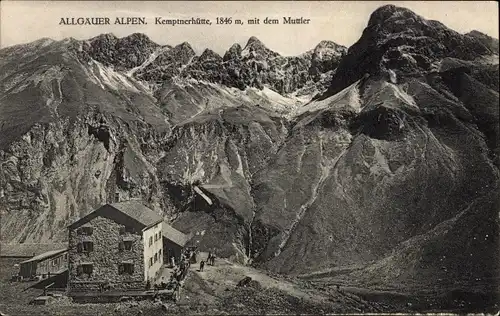 Ak Immenstadt im Allgäu Schwaben, Kemptnerhütte mit dem Musler, Allgäuer Alpen