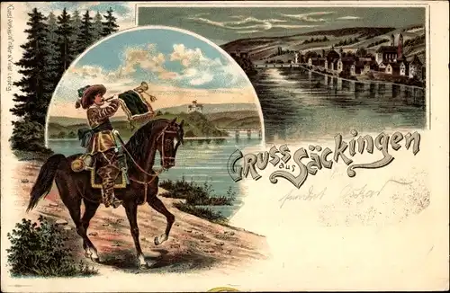 Litho Bad Säckingen am Hochrhein, Teilansicht, Trompeter