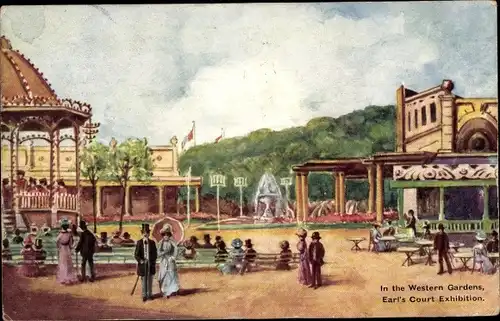 Ak Kensington London England, Earl's Court Exhibition, In the Western Gardens