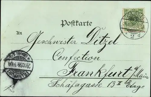 Mondschein Litho Kassel in Hessen, Panorama, Friedrichsplatz, Wappen