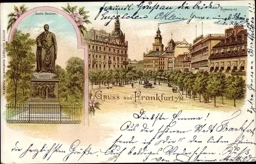Litho Frankfurt am Main, Goethe-Denkmal, Rossmarkt