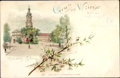 Litho Weimar in Thüringen, Residenz-Schloss