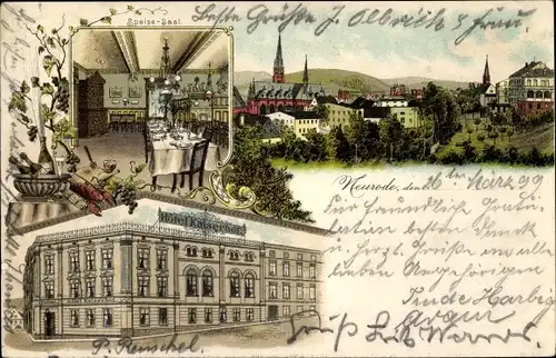 Litho Nowa Ruda Neurode im Eulengebirge Schlesien, Hotel Kaiserhof, Speisesaal