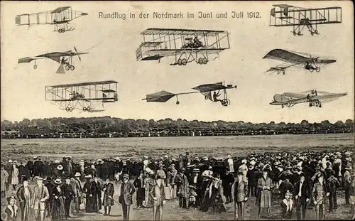 Ak Rundflug in der Nordmark 1912, Flugzeuge, Zuschauer