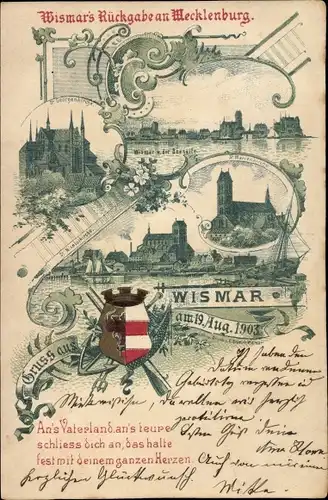 Wappen Litho Hansestadt Wismar, Wismar's Rückgabe an Mecklenburg, Kirche