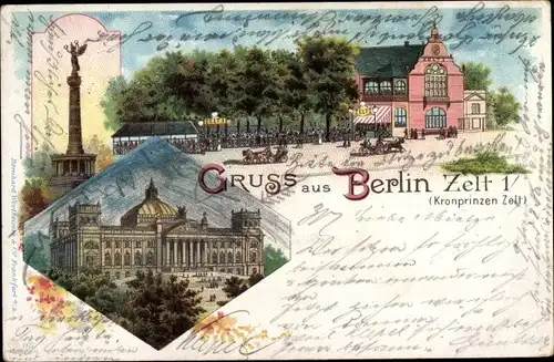 Litho Berlin Mitte, Siegessäule, Zelt 1, Kronprinzen Zelt
