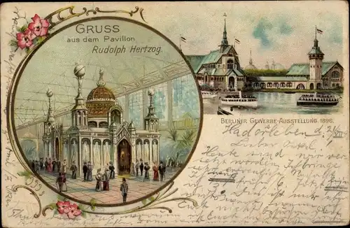 Litho Berlin, Berliner Gewerbeausstellung 1896, Weltausstellung, Pavillon Rudolf Hertzog