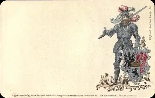 Künstler Ak Berlin Mitte, Ritter mit Schild und Schwert