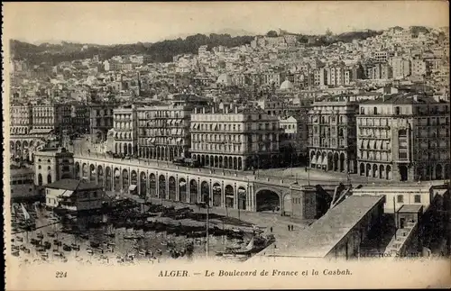 Ak Algier Alger Algerien, Le Boulevard de France et la Casbah