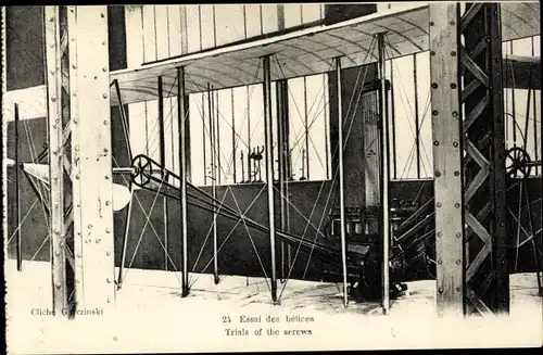 Ak Vue de l'Essai des hélices, view of the trials of the Screws, Flugzeug