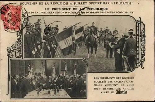 Ak Souvenir de la Revue du 14 Juillet offert par le Matin, Le President de la Republique