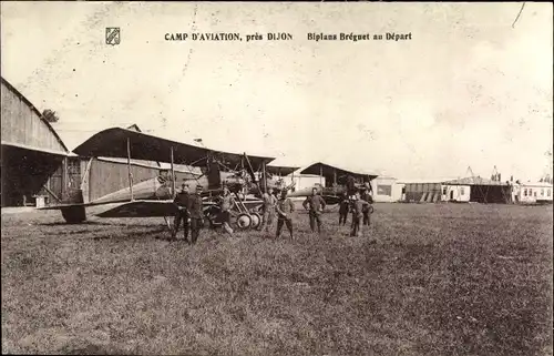 Ak Longvic Côte d’Or, Biplans Breguet au Depart, französische Militärflugzeug