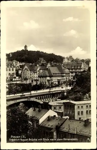 Ak Plauen im Vogtland, Friedrich August Brücke mit Blick nach Bärenstein