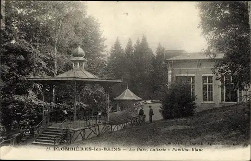 Ak Plombières les Bains Lothringen Vosges, Parkpartie, Pavillon Blanc