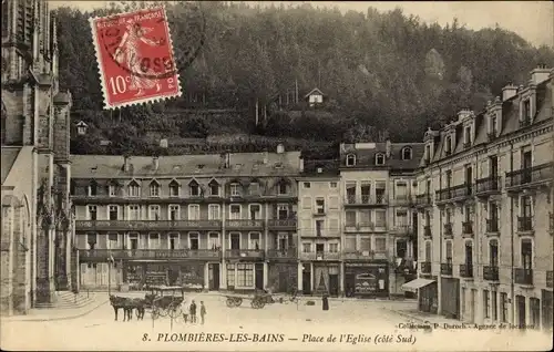 Ak Plombières les Bains Vosges, Place de l'Église