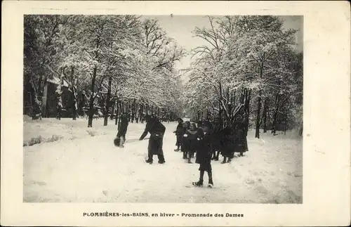 Ak Plombières les Bains Lothringen Vosges, Promenade des Dames, hiver