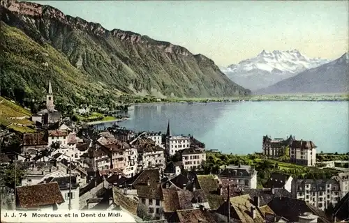 Ak Montreux Kanton Waadt Schweiz, La Dent du Midi, See