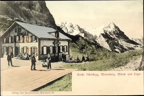 Ak Kanton Bern, Berner Oberland, Große Scheidegg, Mettenberg, Mönch, Eiger, Berghütte