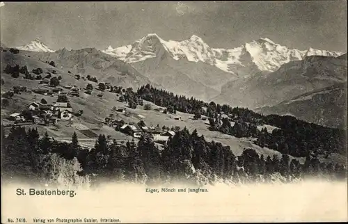 Ak St. Beatenberg Kanton Bern, Ortsansicht mit Umgebung, Eiger, Mönch, Jungfrau