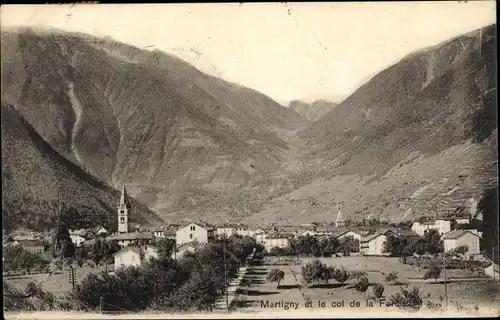 Ak Martigny Kanton Wallis, Martigny et le col de la Forclaz, Panorama